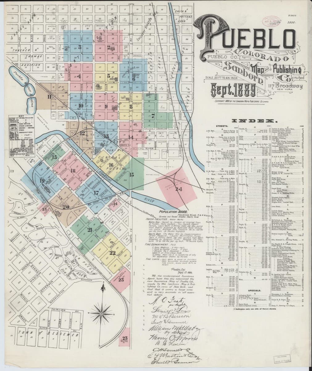Pueblo, Colorado - 1889 Sanborn Map