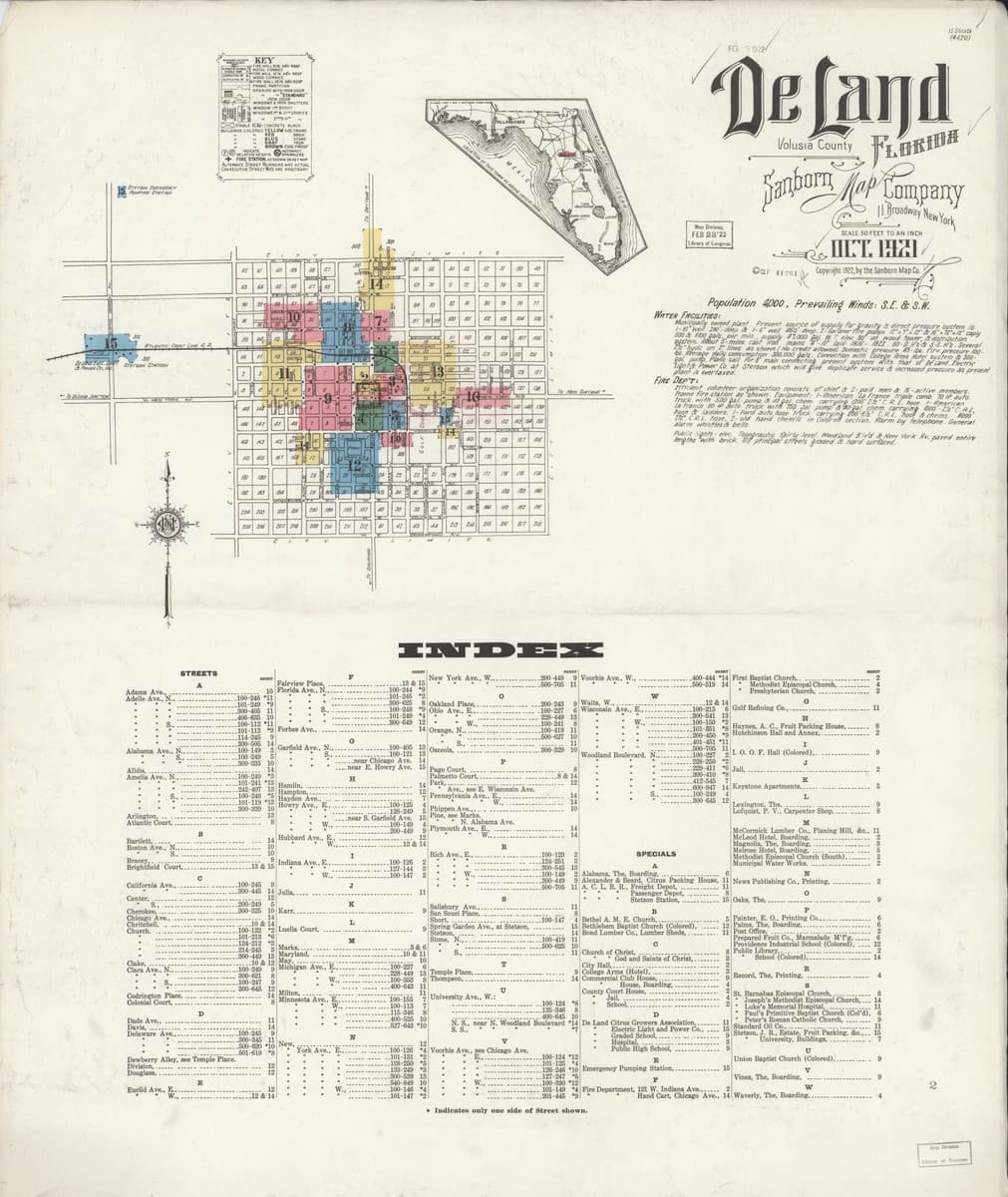 De Land, Florida - 1921 Sanborn Map