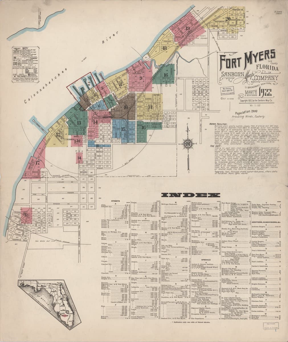 Fort Myers, Florida - 1922 Sanborn Map