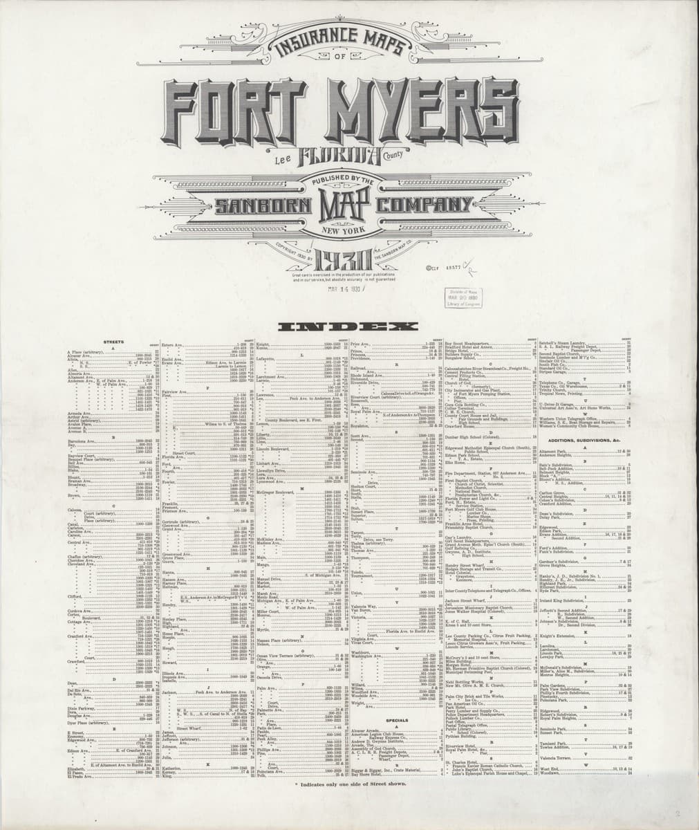 Fort Myers, Florida - 1930 Sanborn Map