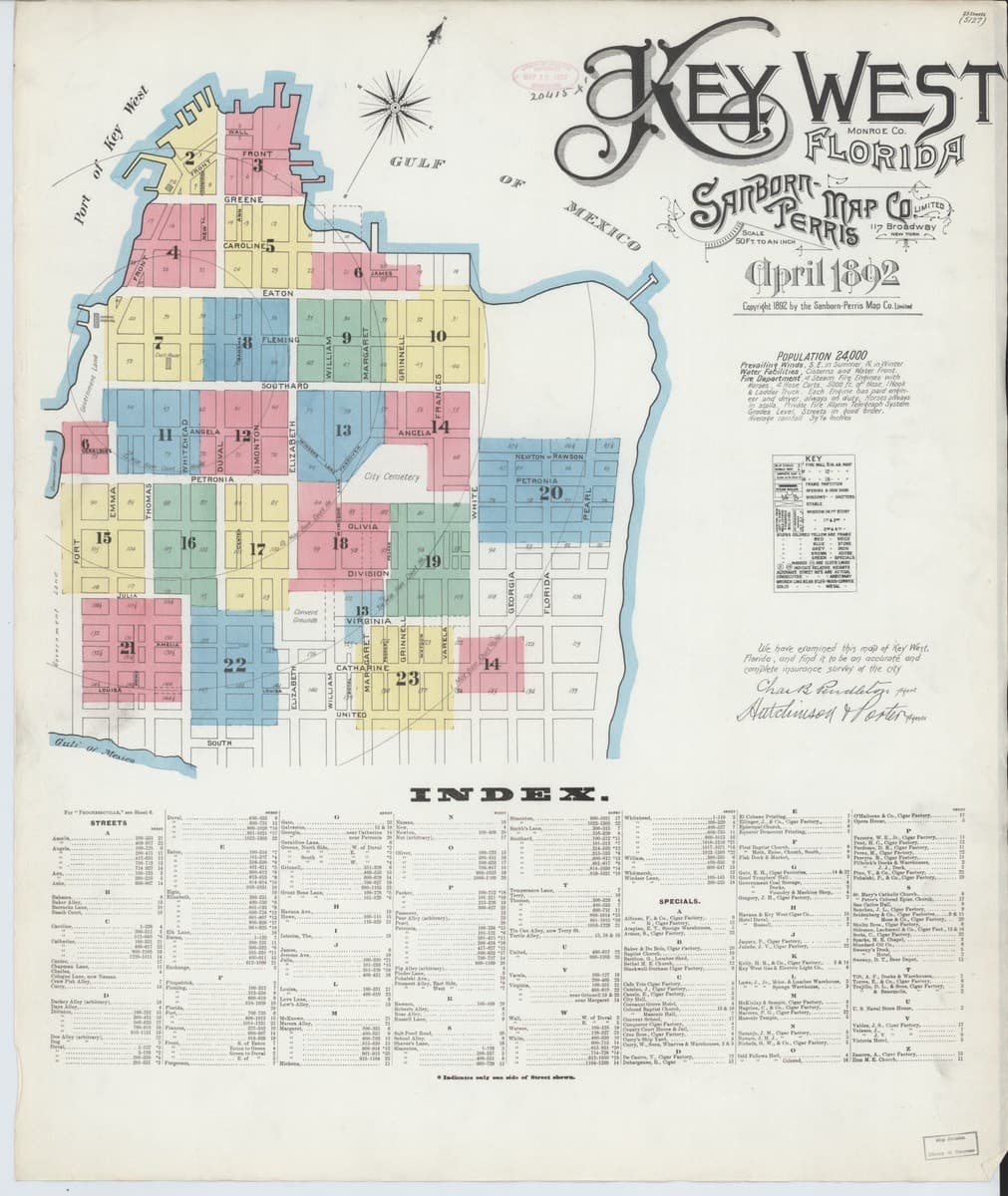 Key West, Florida - 1892 Sanborn Map