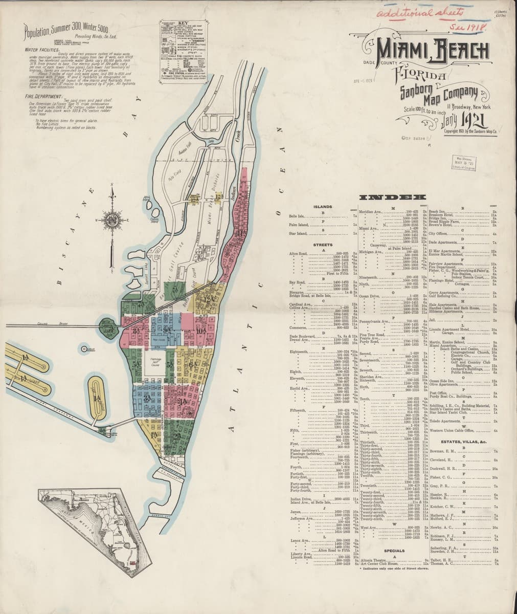 Miami Beach, Florida - 1921 Sanborn Map
