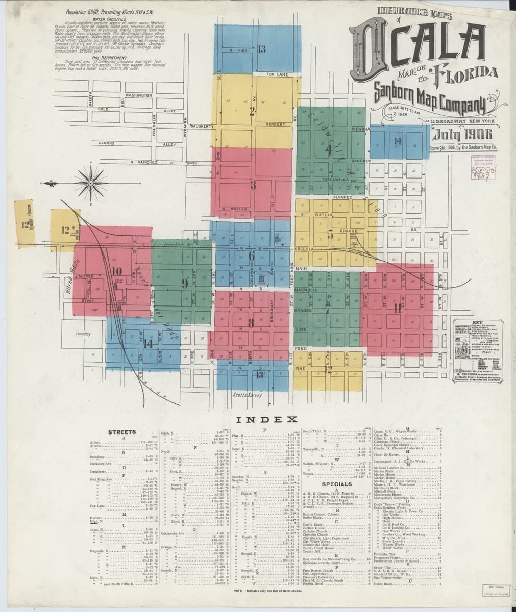 Ocala, Florida - 1906 Sanborn Map