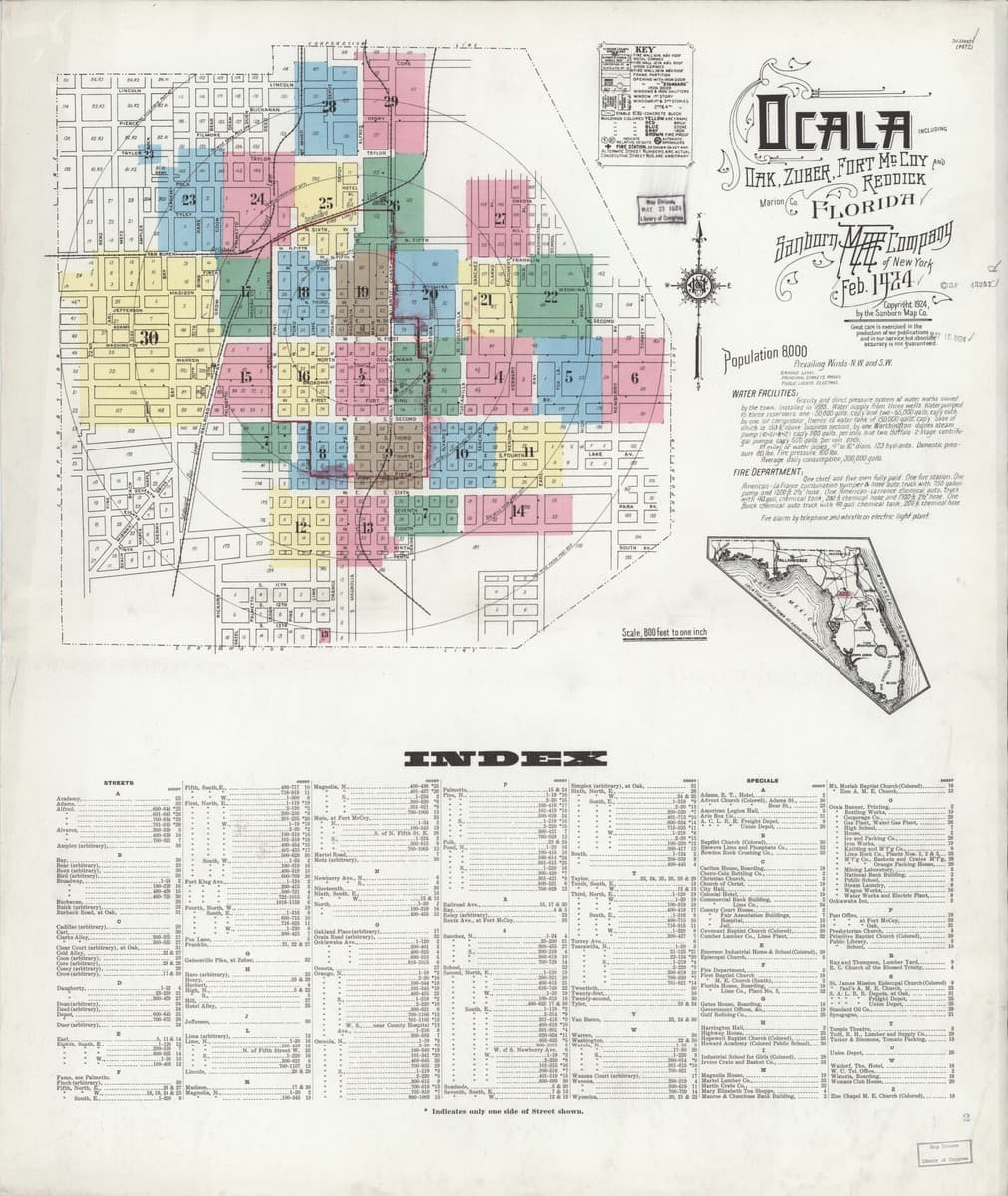 Ocala, Florida - 1924 Sanborn Map