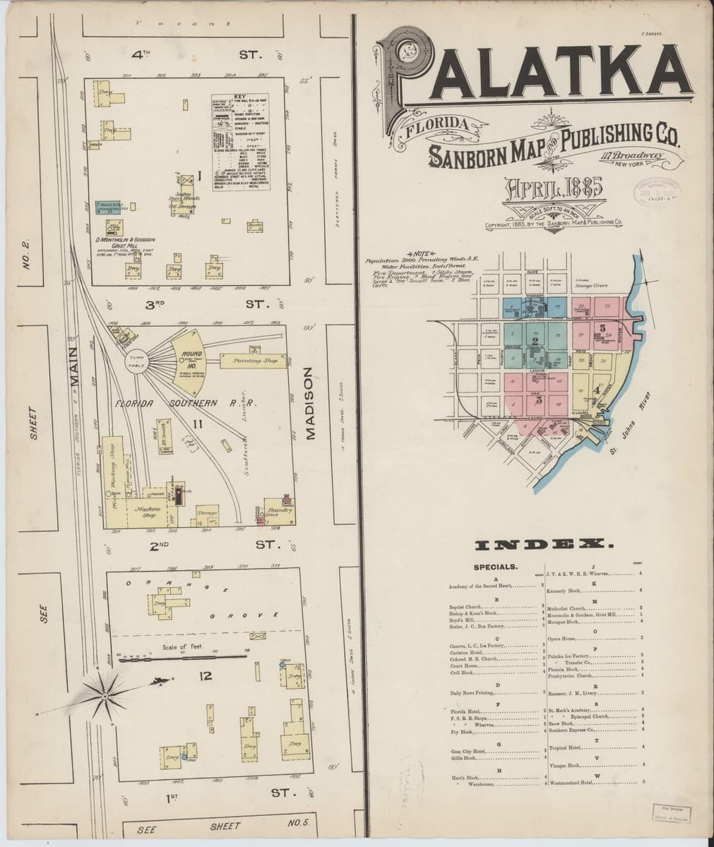Palatka, Florida - 1885 Sanborn Map