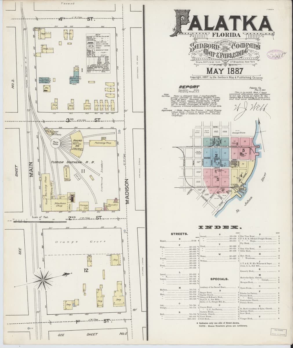 Palatka, Florida - 1887 Sanborn Map