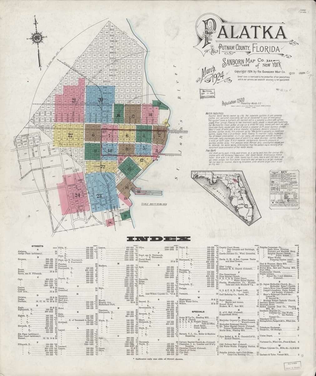Palatka, Florida - 1924 Sanborn Map