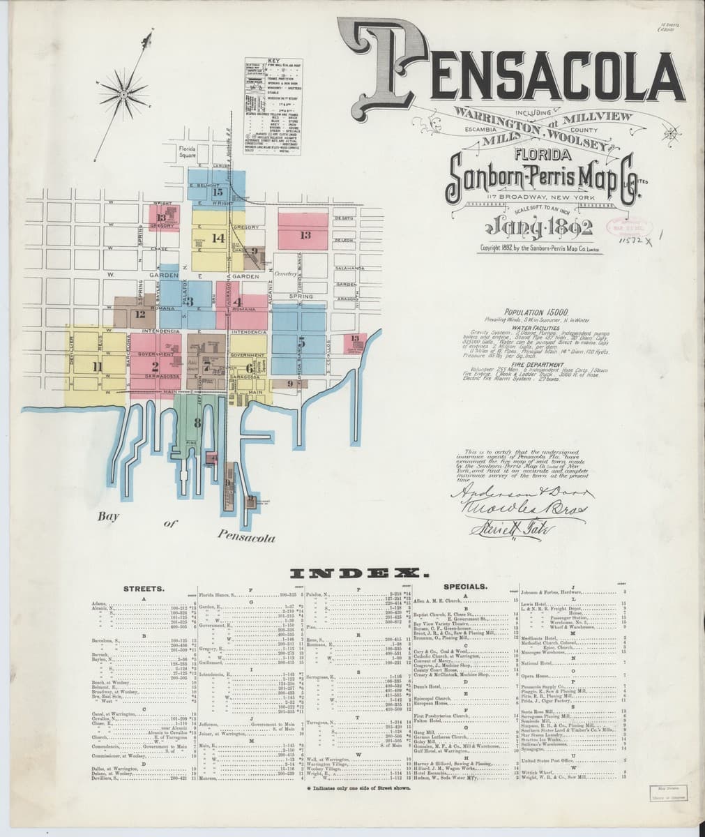 Pensacola, Florida - 1892 Sanborn Map