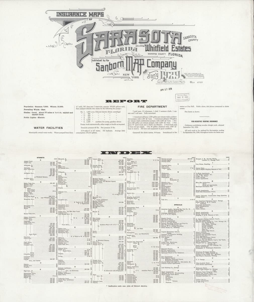 Sarasota, Florida - 1929 Sanborn Map