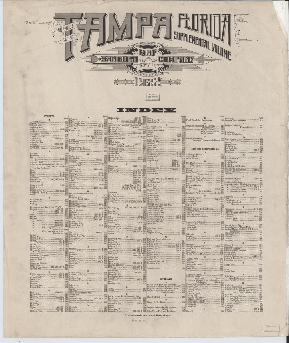 Tampa, Florida - 1922 Sanborn Map