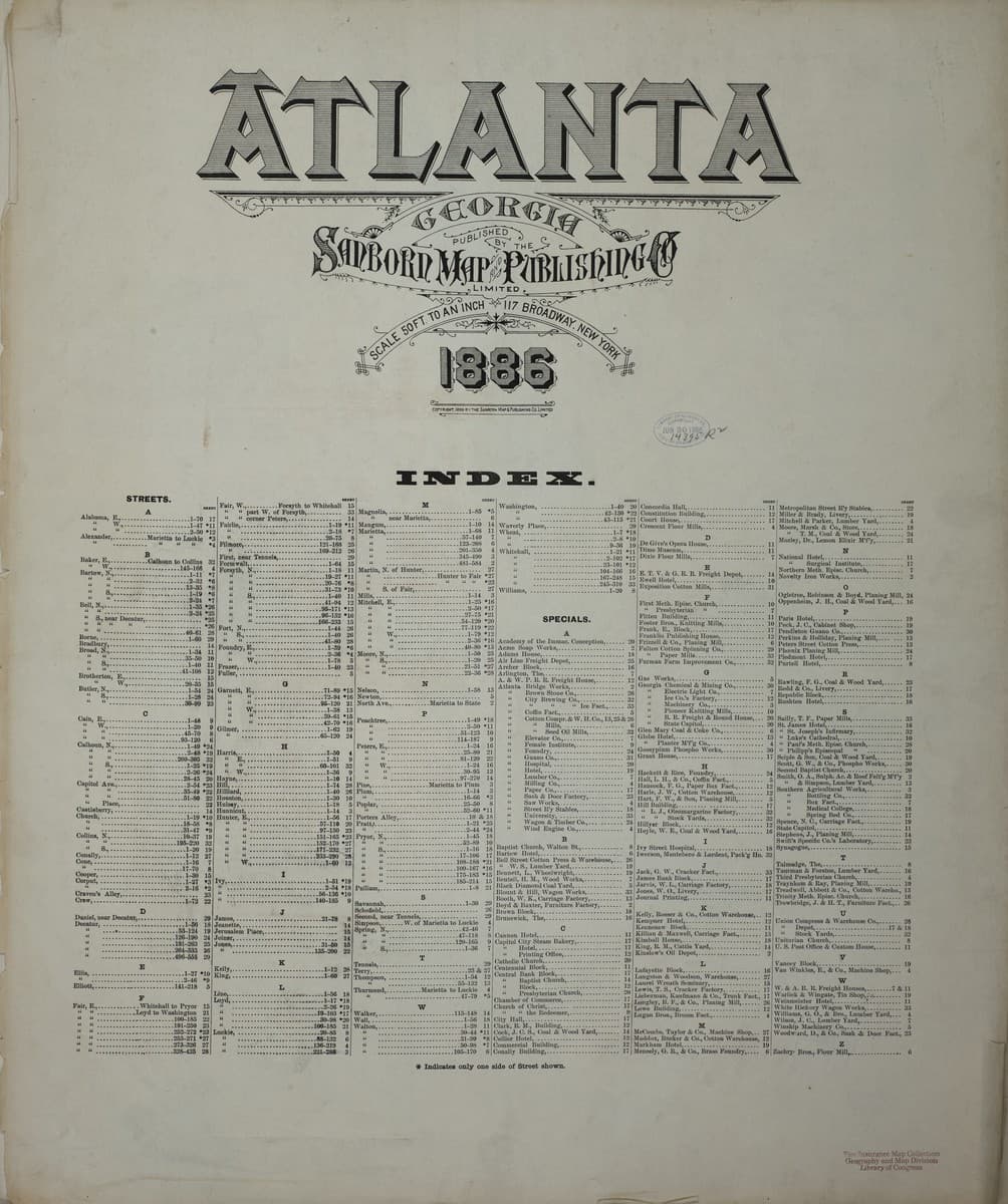 Sanborn Fire Insurance Map: Atlanta, Georgia (1886)