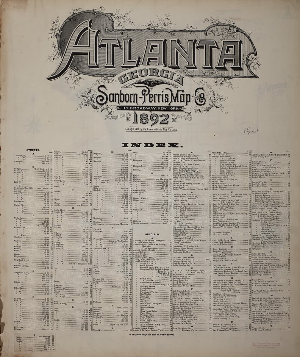 Atlanta, Georgia - 1892 Sanborn Map