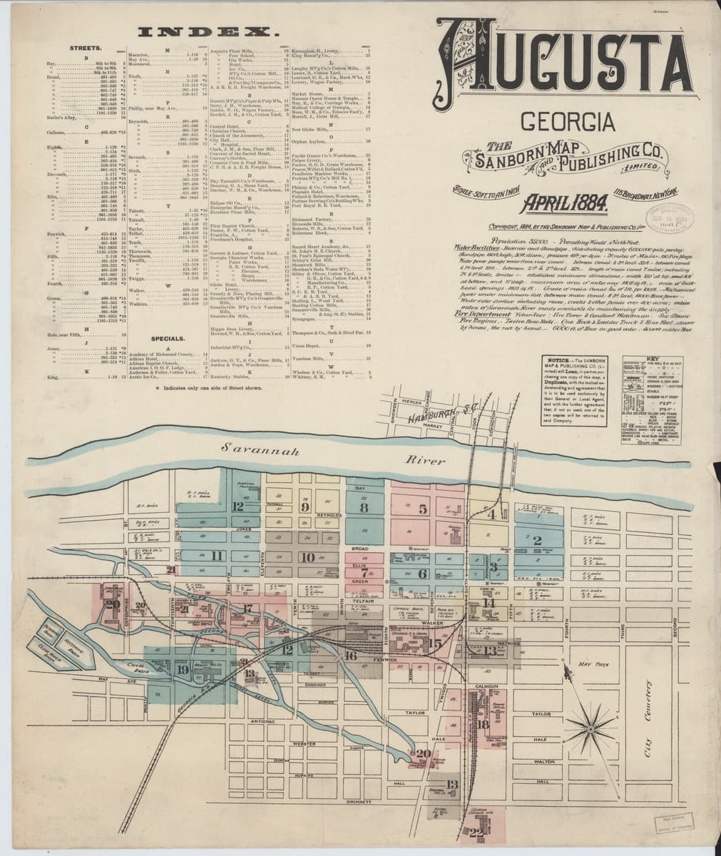 Augusta, Georgia - 1884 Sanborn Map