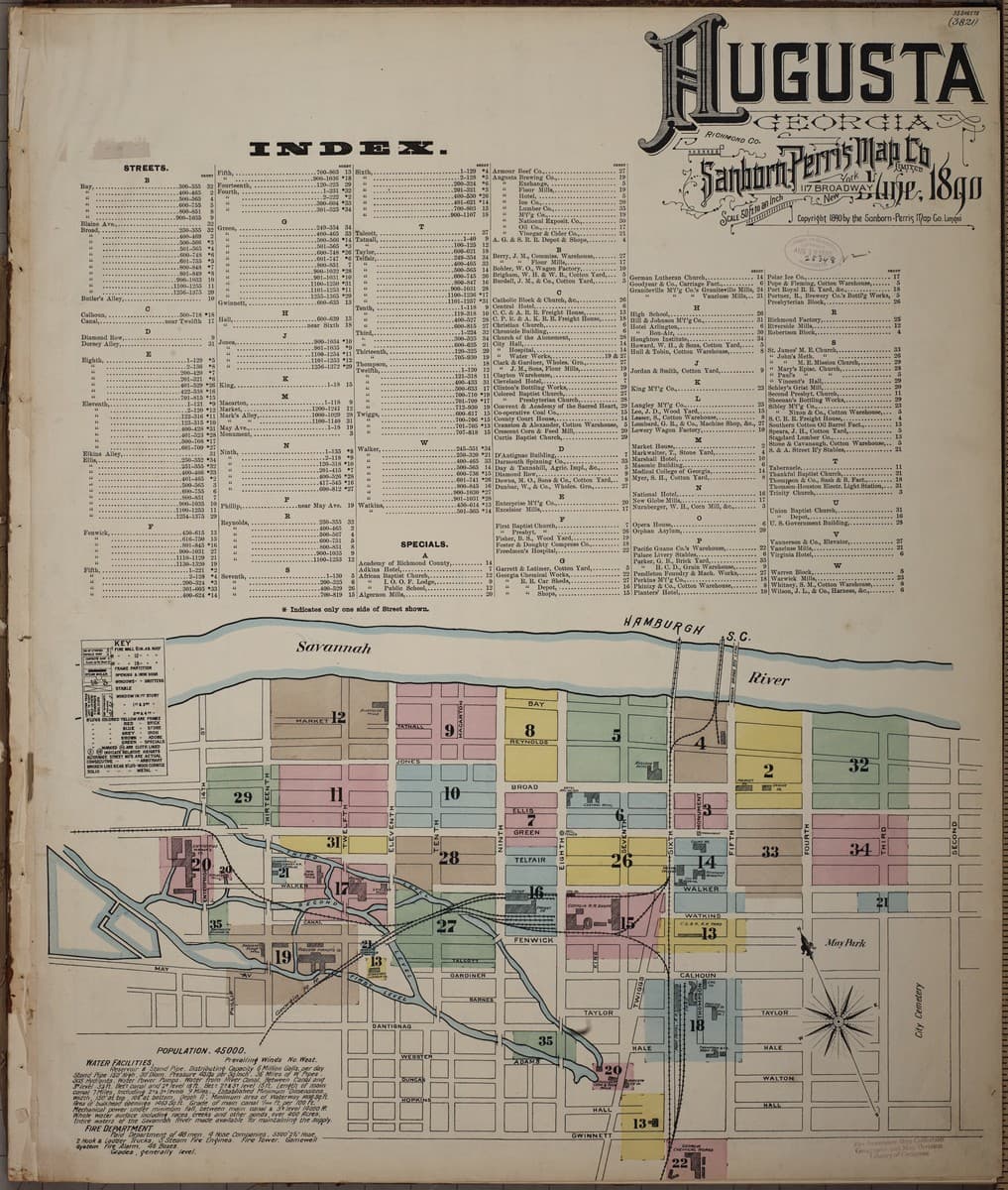 Augusta, Georgia - 1890 Sanborn Map
