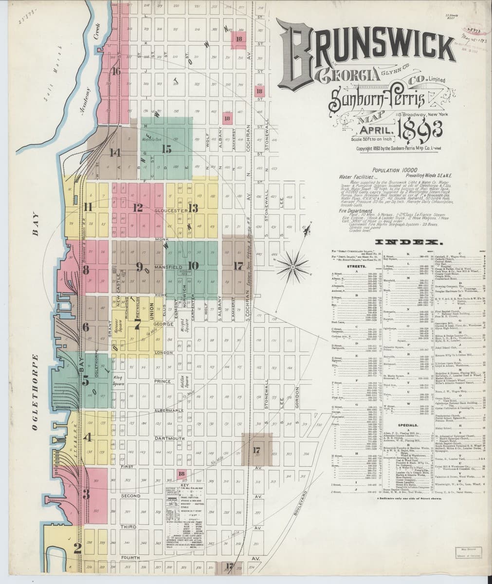 Brunswick, Georgia - 1893 Sanborn Map