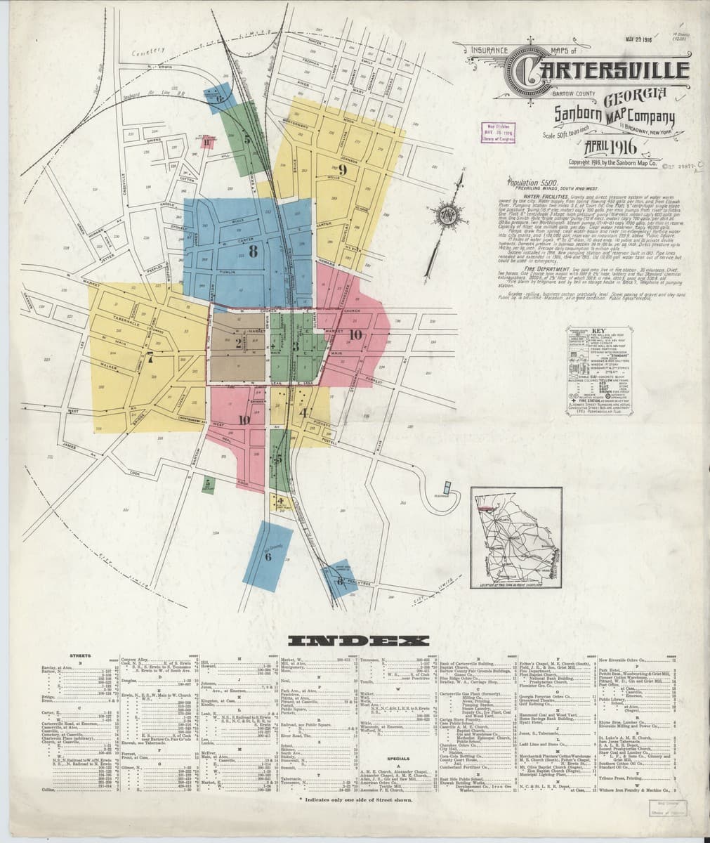 Cartersville, Georgia - 1916 Sanborn Map