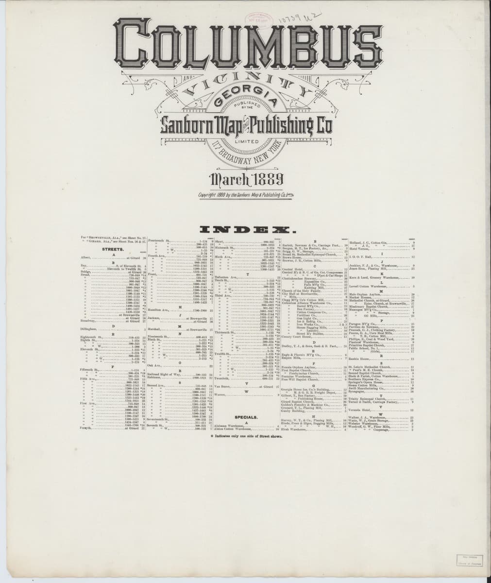 Columbus, Georgia - 1889 Sanborn Map