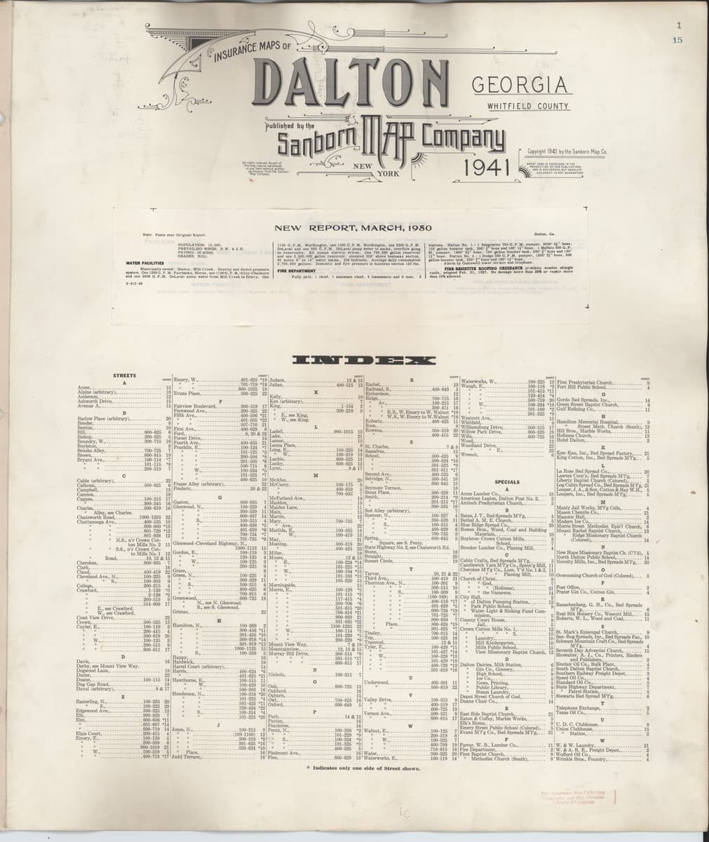 Dalton, Georgia - 1941 Sanborn Map