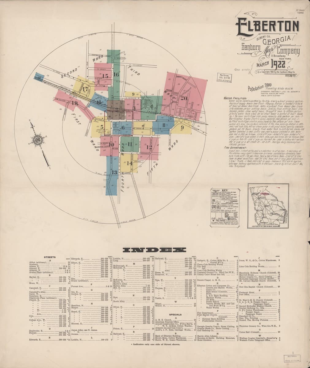 Elberton, Georgia - 1922 Sanborn Map