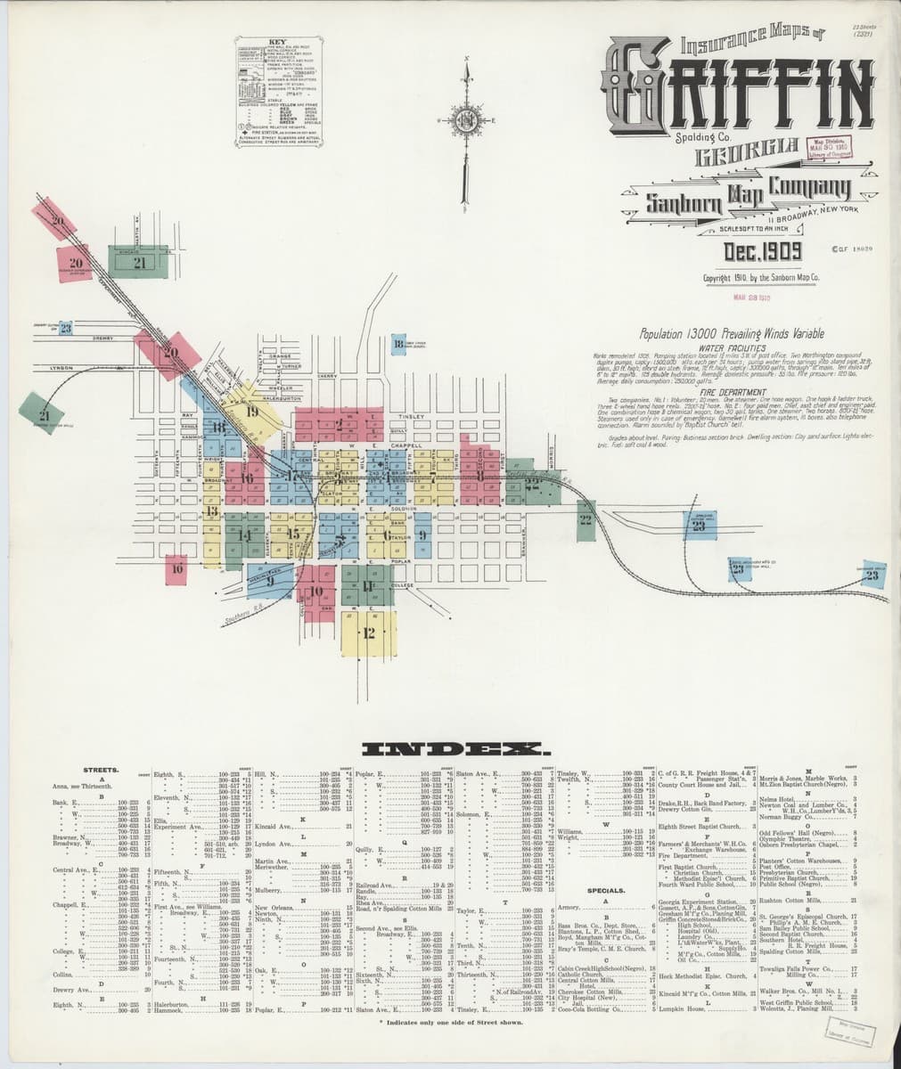 Griffin, Georgia - 1909 Sanborn Map