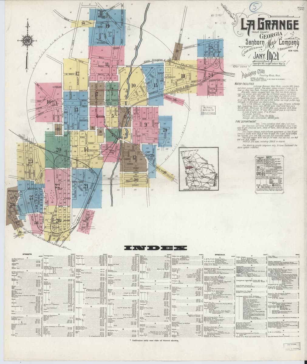 La Grange, Georgia - 1921 Sanborn Map