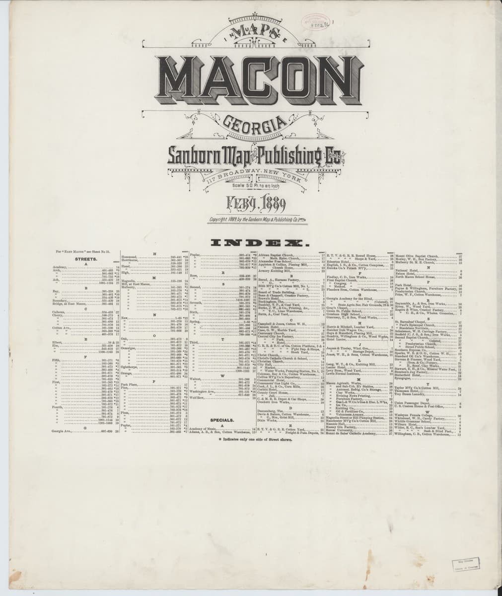 Macon, Georgia - 1889 Sanborn Map