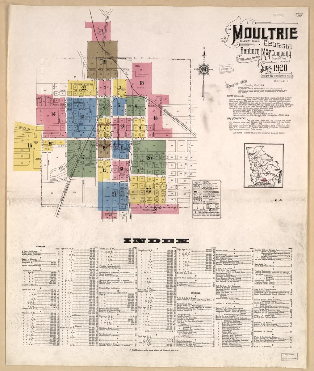 Moultrie, Georgia - 1920 Sanborn Map