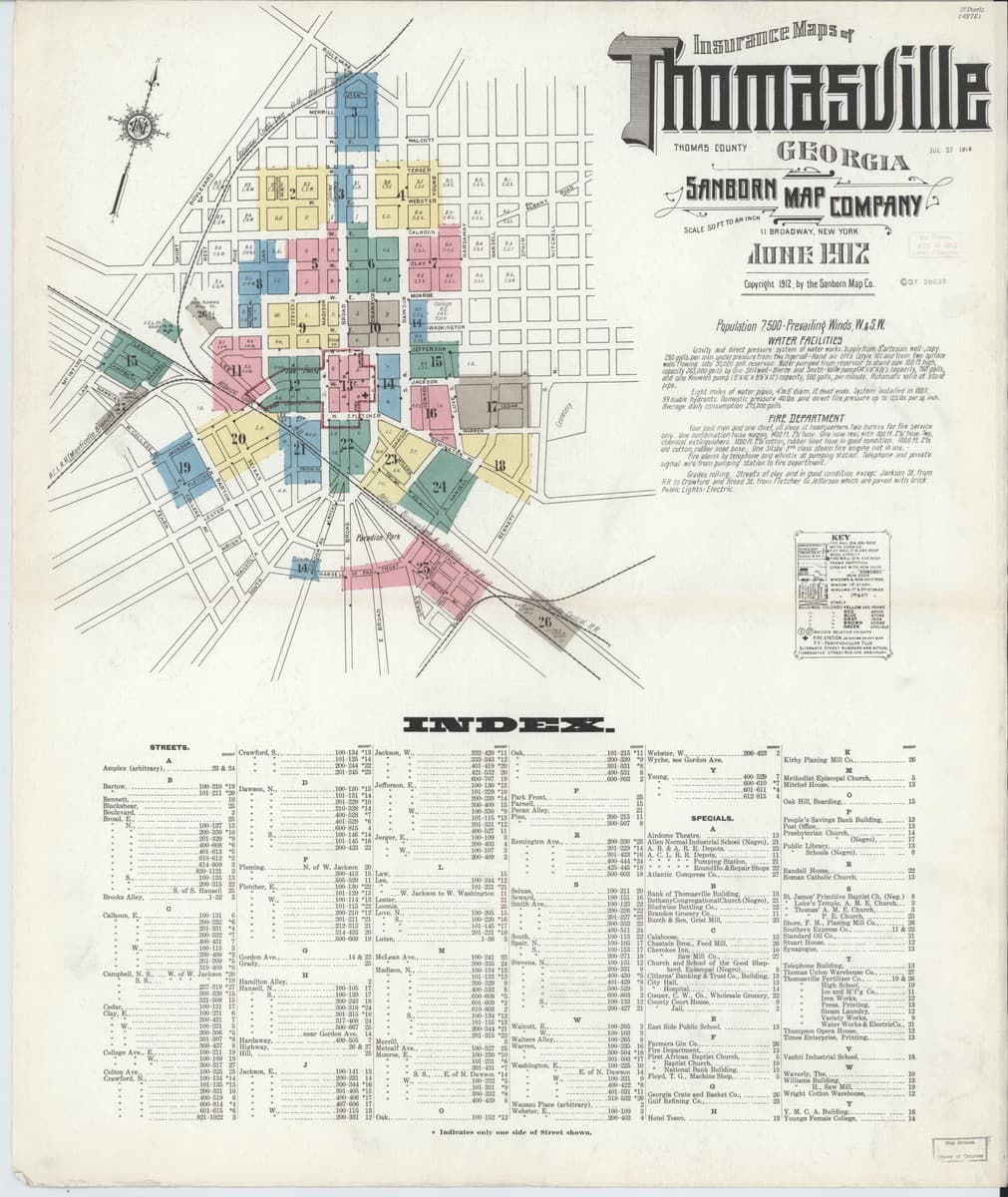 Thomasville, Georgia - 1912 Sanborn Map