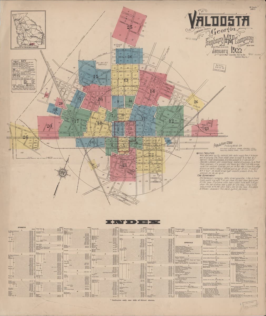 Valdosta, Georgia - 1922 Sanborn Map