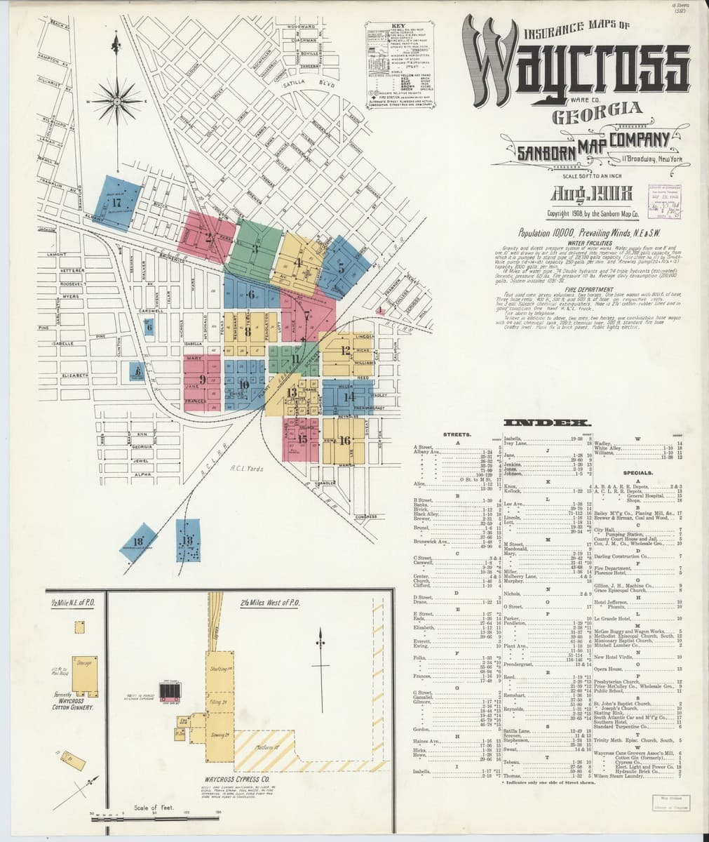 Waycross, Georgia - 1908 Sanborn Map