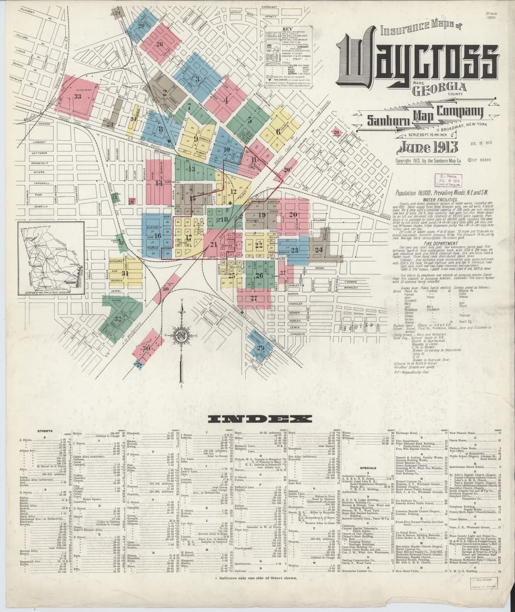 Waycross, Georgia - 1913 Sanborn Map