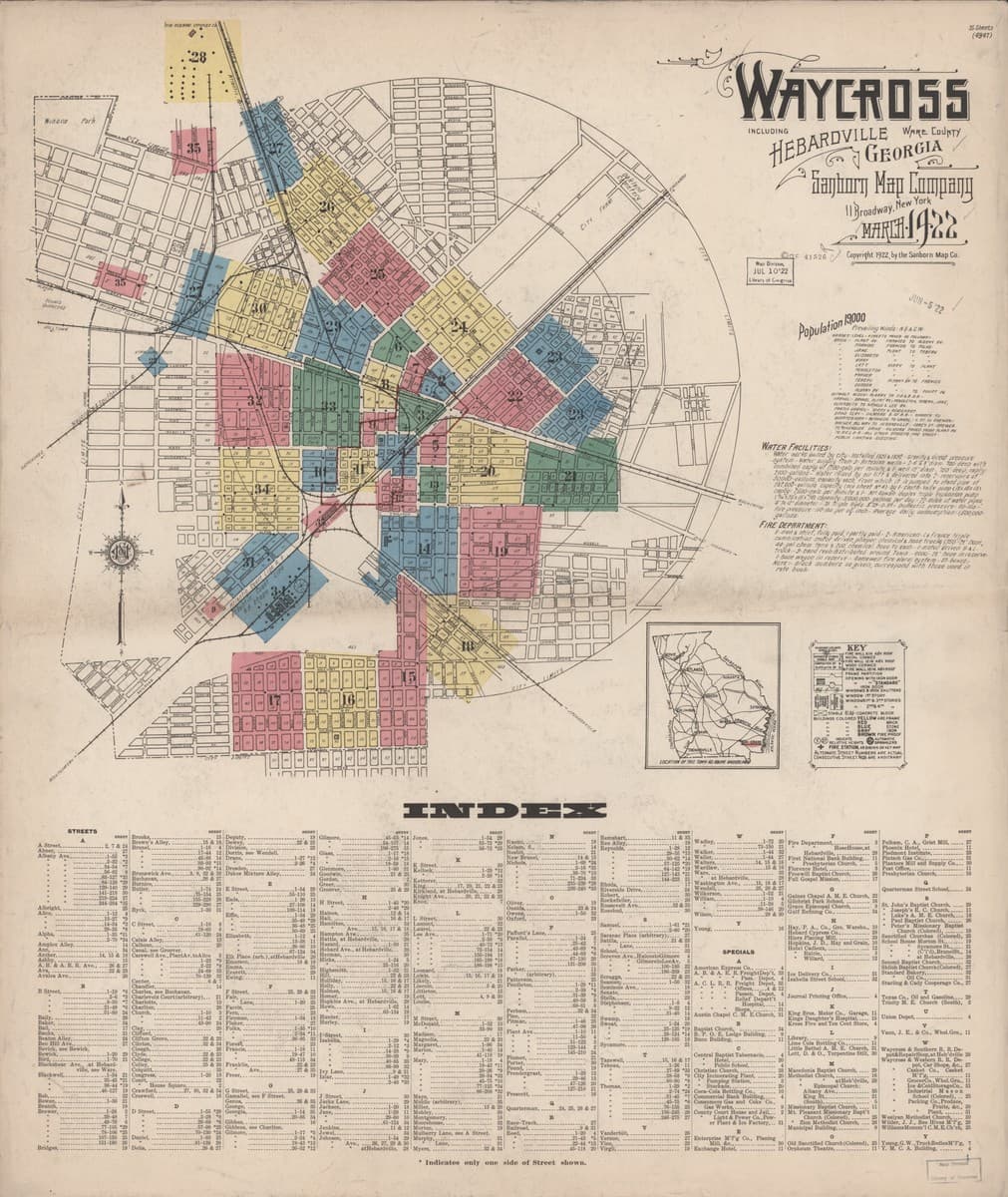 Waycross, Georgia - 1922 Sanborn Map