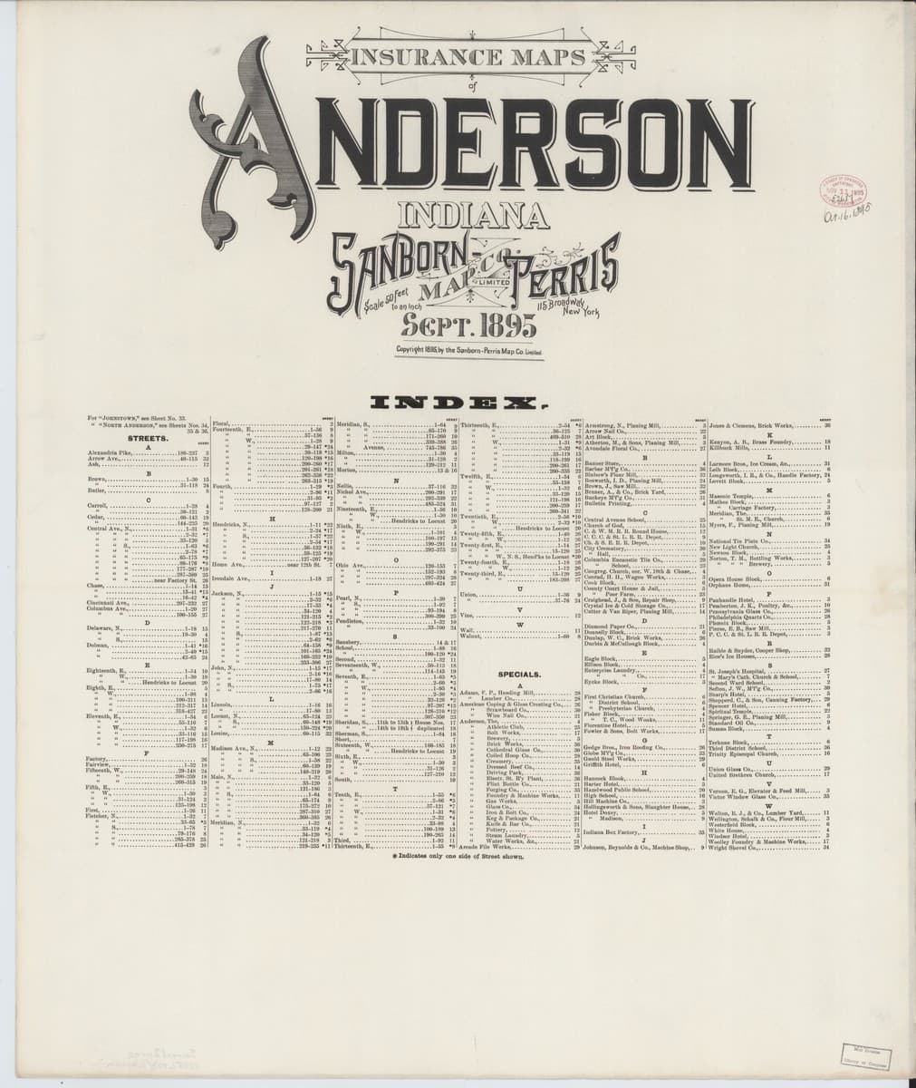 Anderson, Indiana - 1895 Sanborn Map