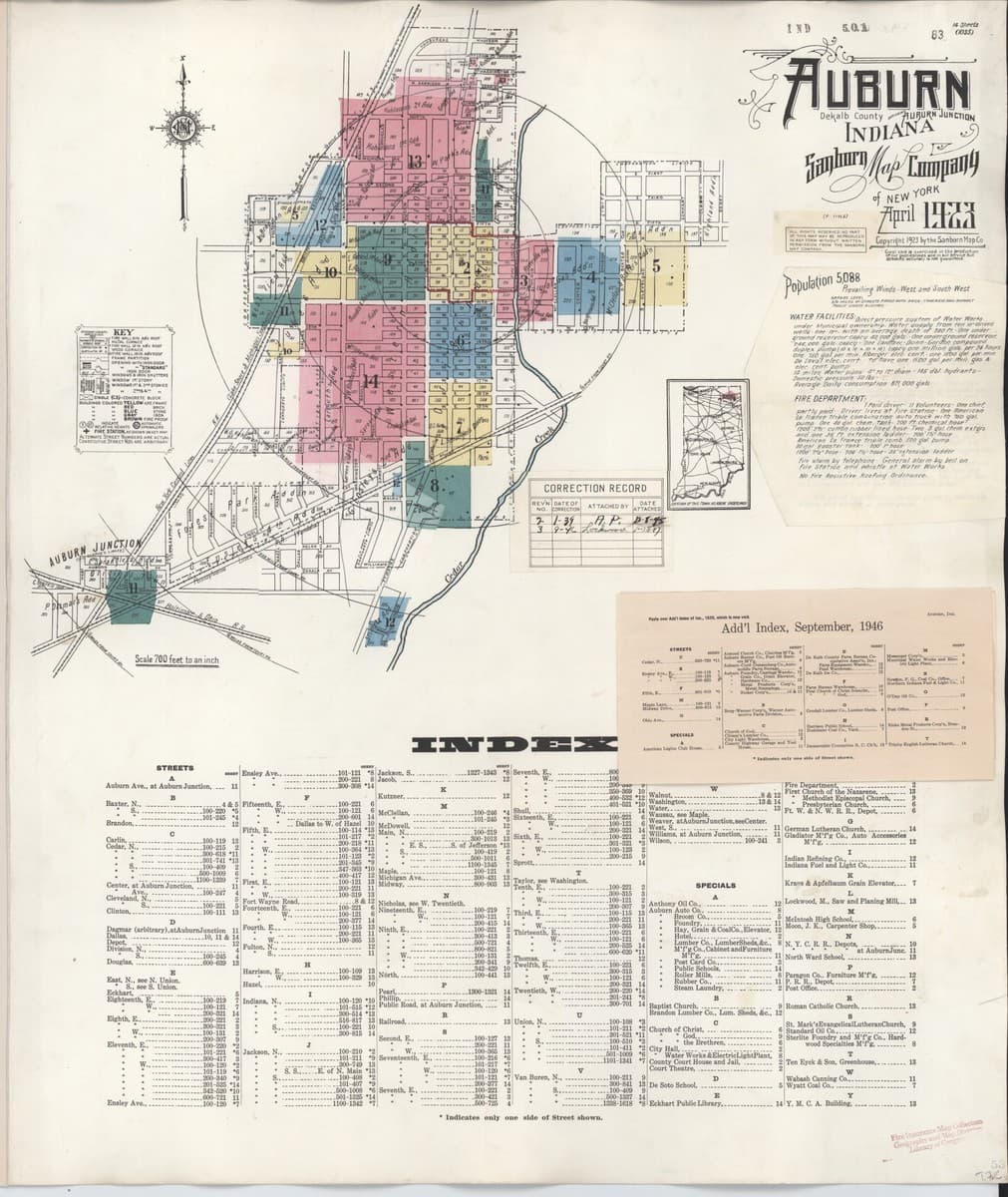 Auburn, Indiana - 1923 Sanborn Map