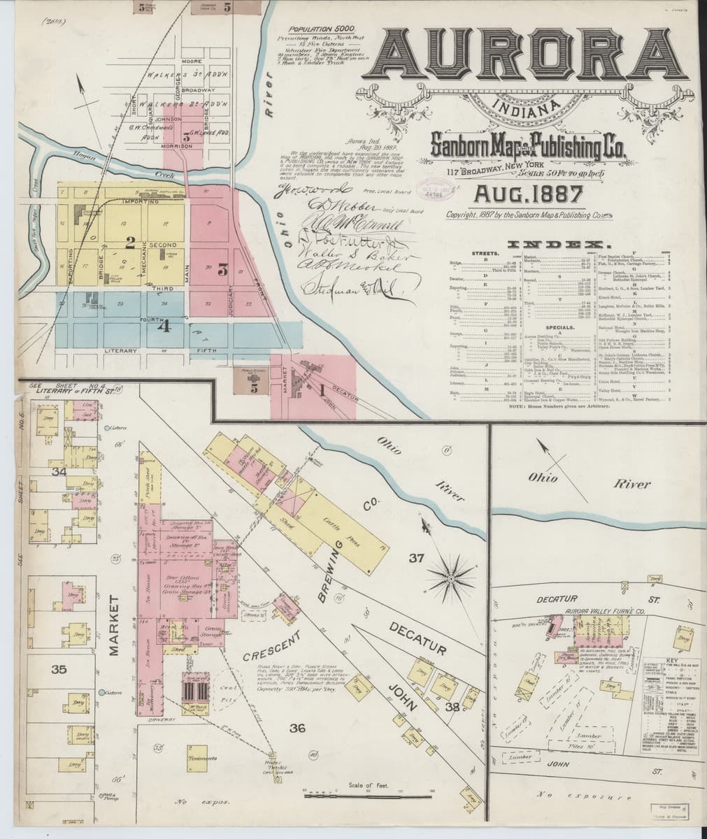 Aurora, Indiana - 1887 Sanborn Map