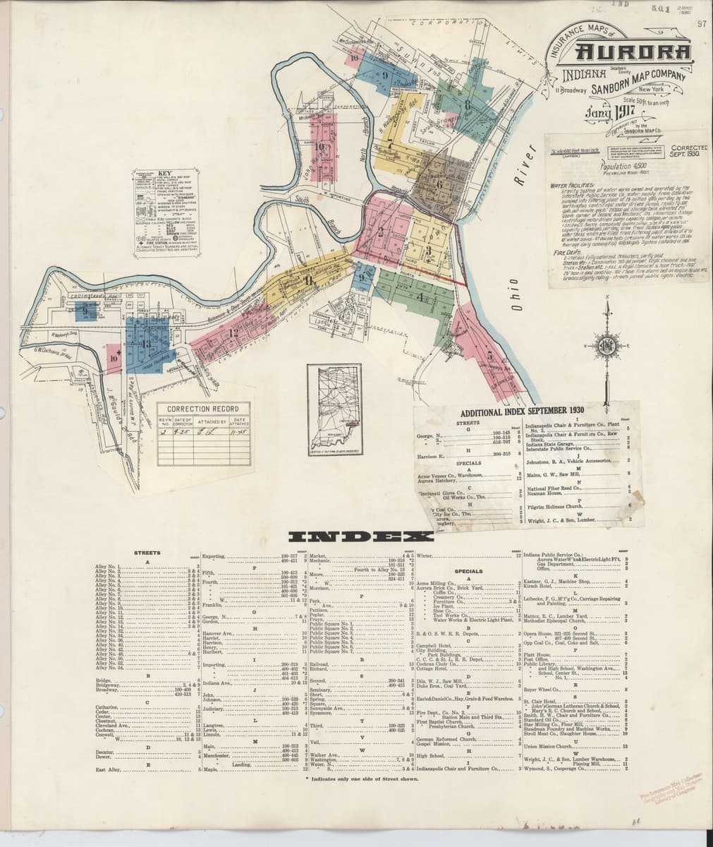 Aurora, Indiana - 1907 Sanborn Map