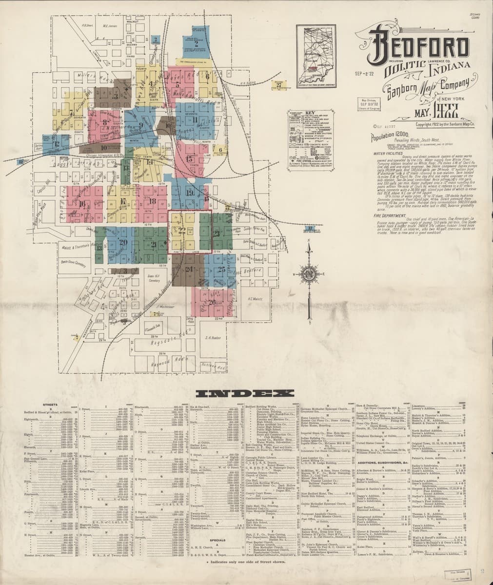 Bedford, Indiana - 1922 Sanborn Map
