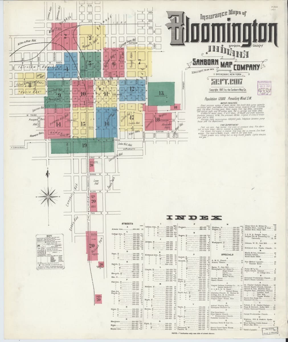 Bloomington, Indiana - 1907 Sanborn Map
