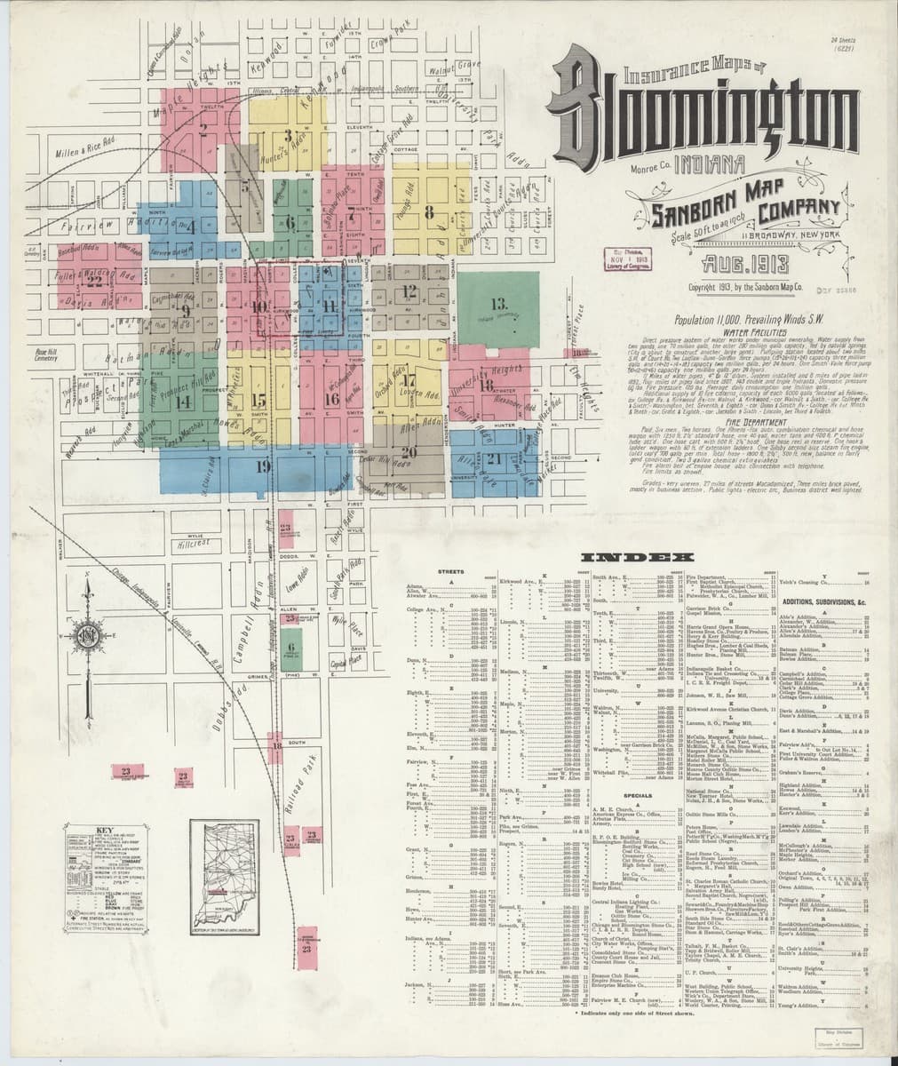 Bloomington, Indiana - 1913 Sanborn Map