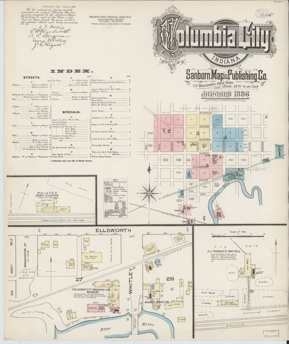 Columbia City, Indiana - 1886 Sanborn Map
