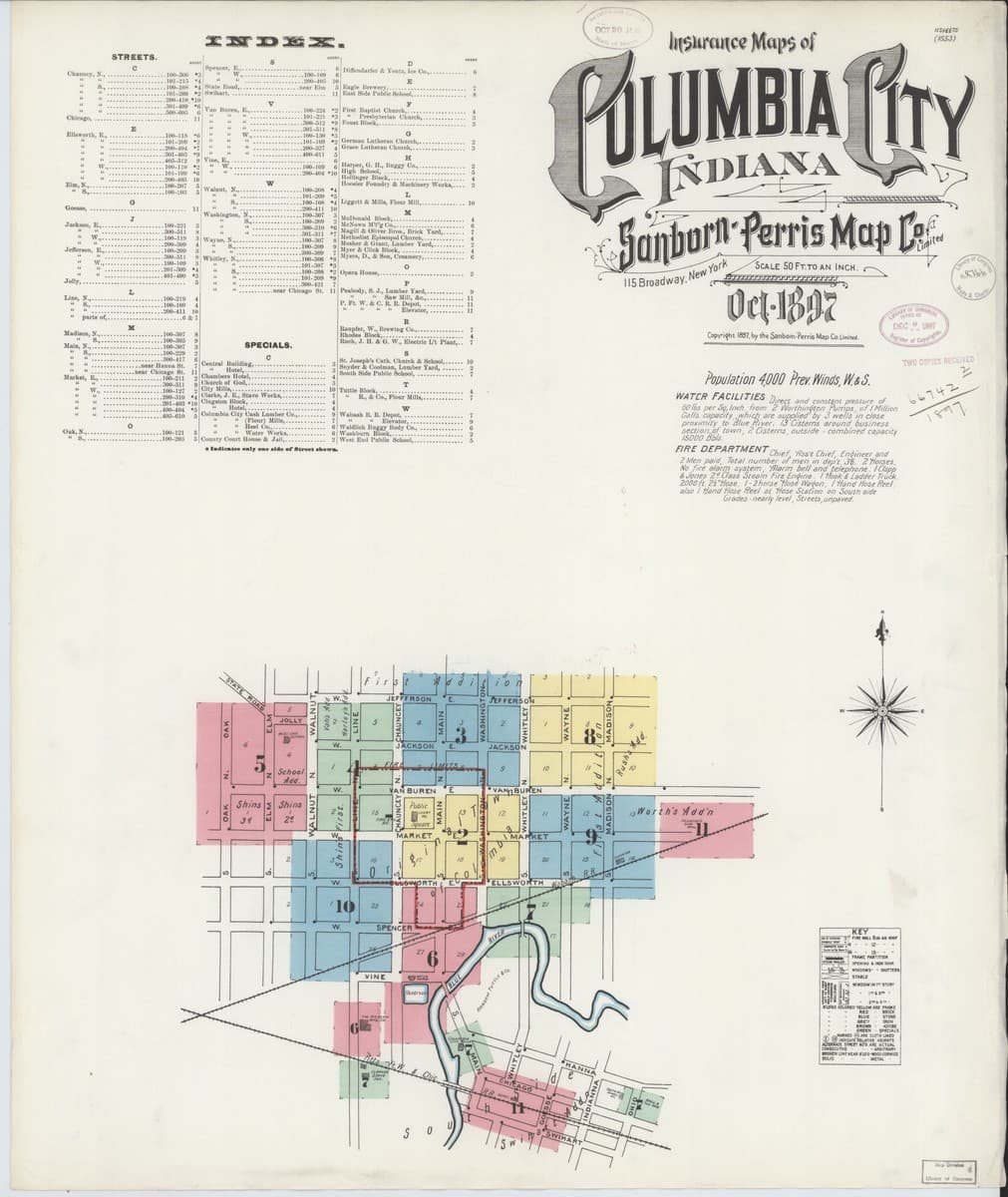 Columbia City, Indiana - 1897 Sanborn Map