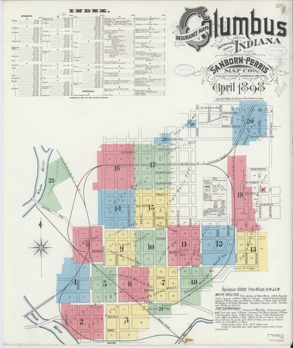 Columbus, Indiana - 1898 Sanborn Map