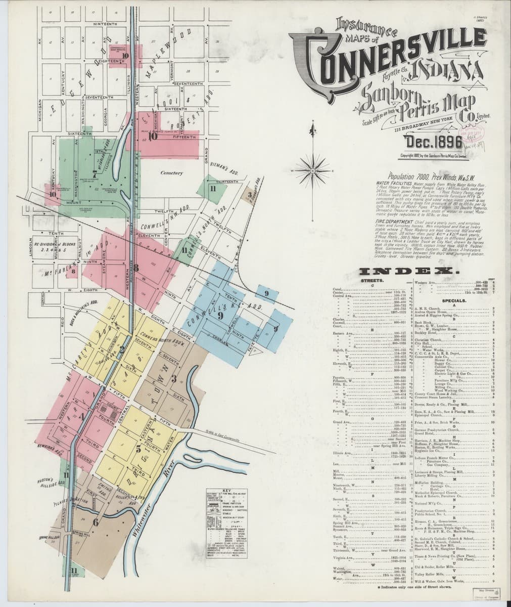 Connersville, Indiana - 1896 Sanborn Map