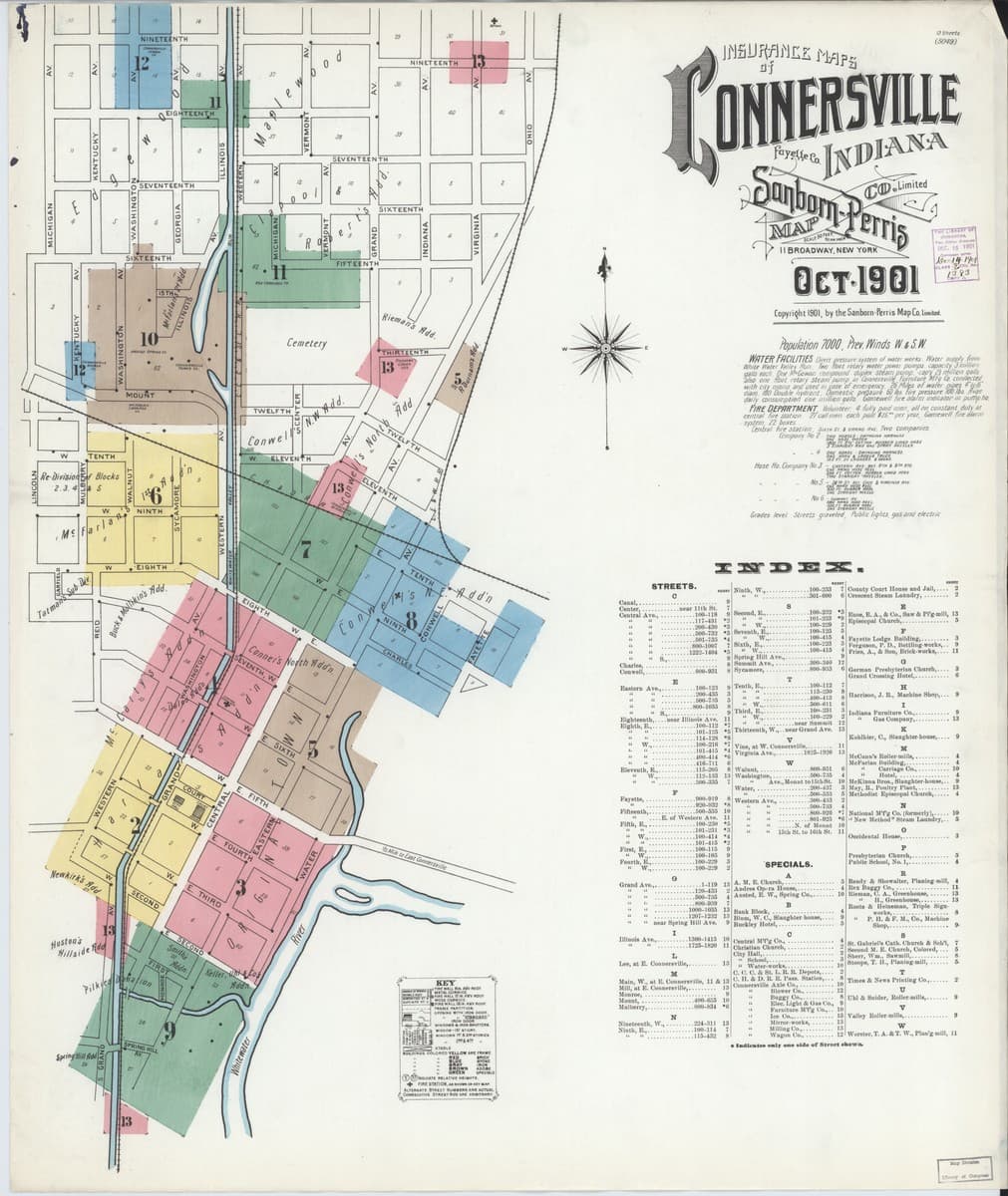 Connersville, Indiana - 1901 Sanborn Map
