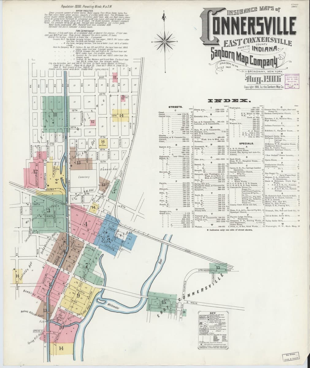 Connersville, Indiana - 1906 Sanborn Map