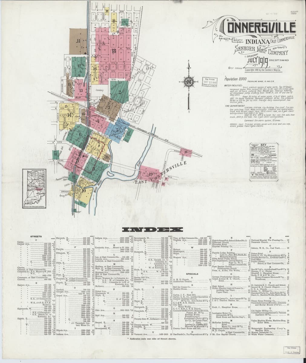 Connersville, Indiana - 1919 Sanborn Map