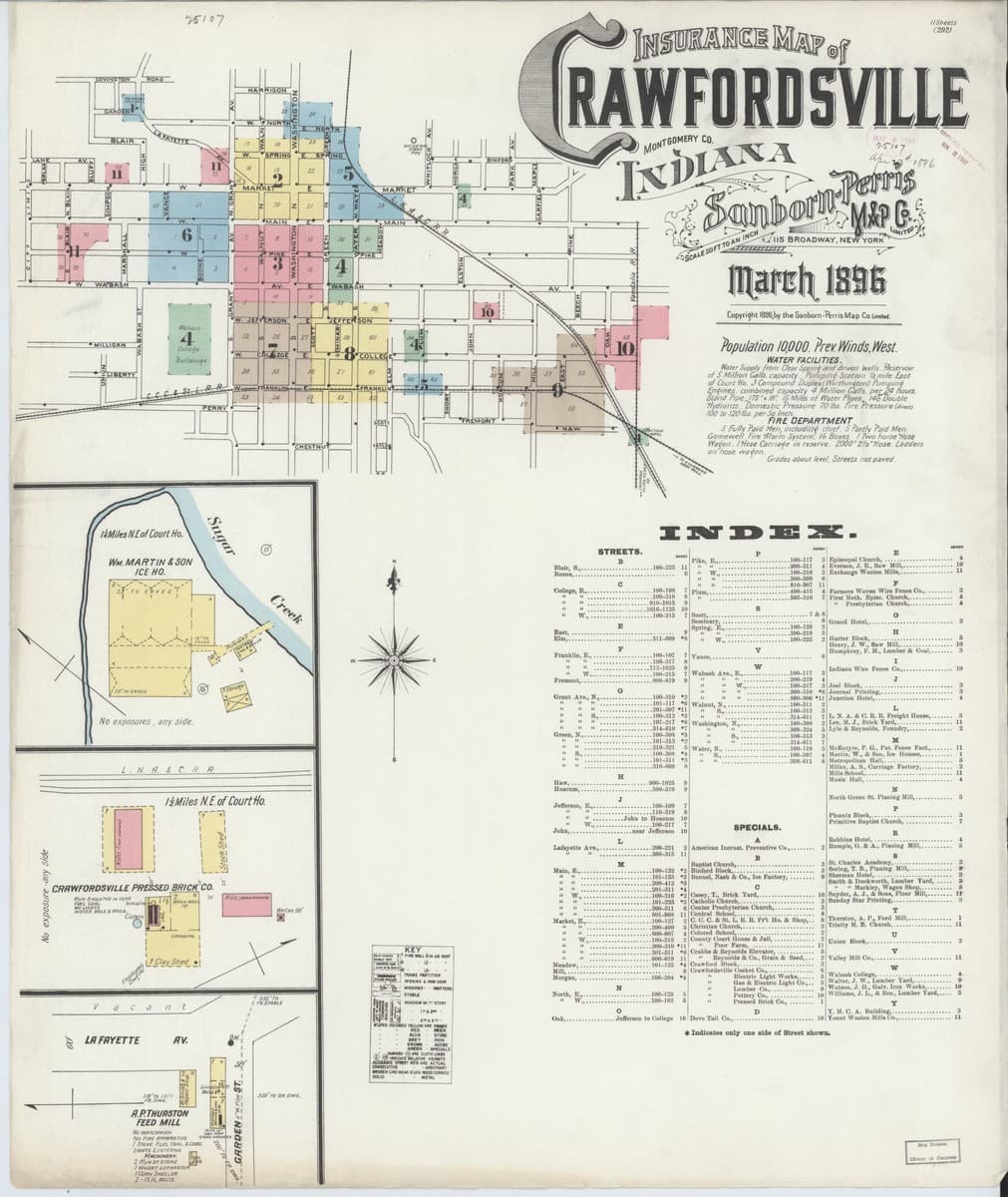 Crawfordsville, Indiana - 1896 Sanborn Map
