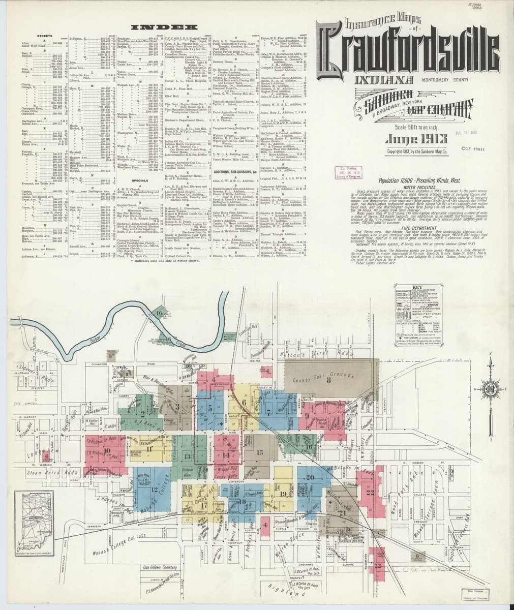 Crawfordsville, Indiana - 1913 Sanborn Map