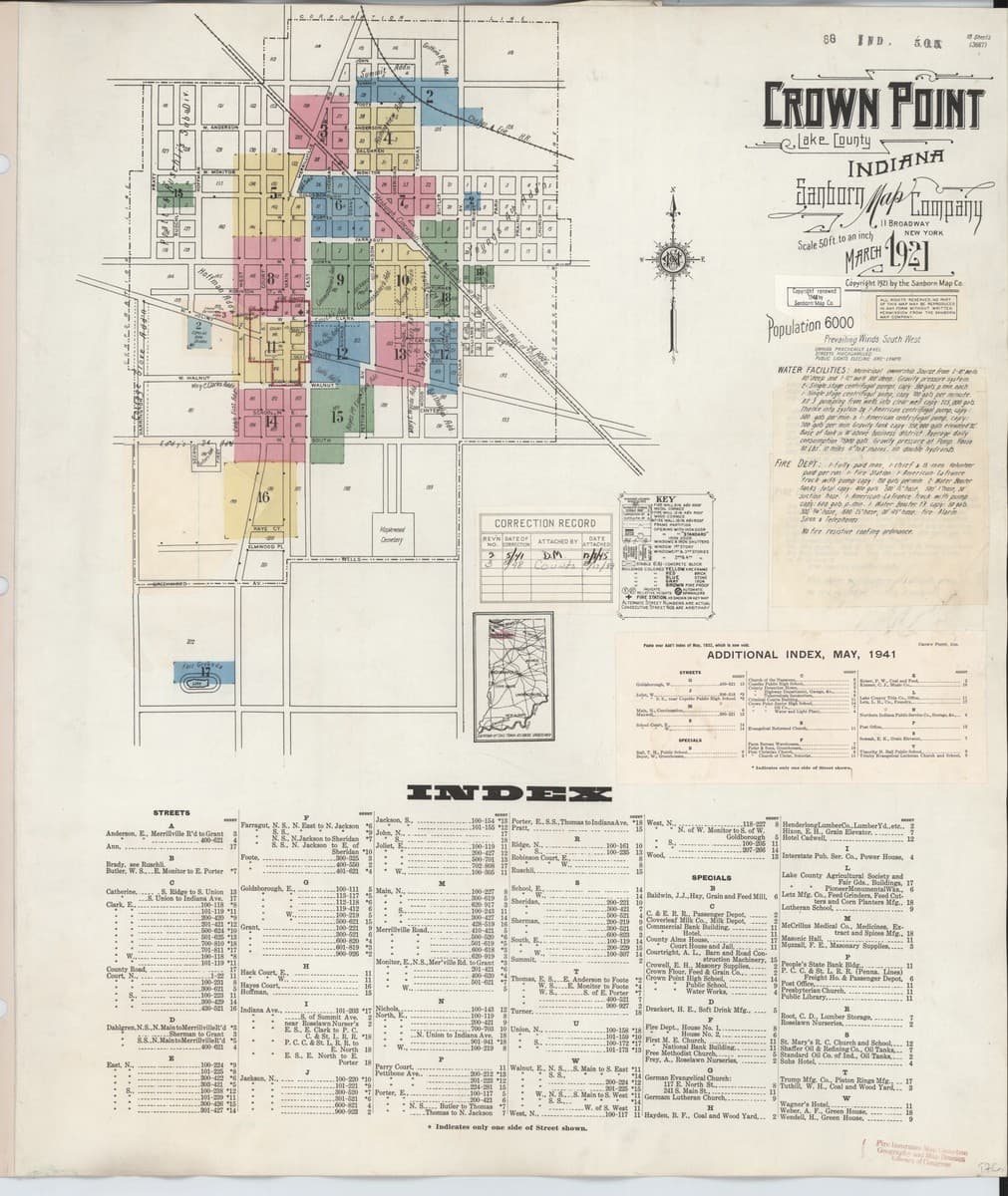 Crown Point, Indiana - 1921 Sanborn Map