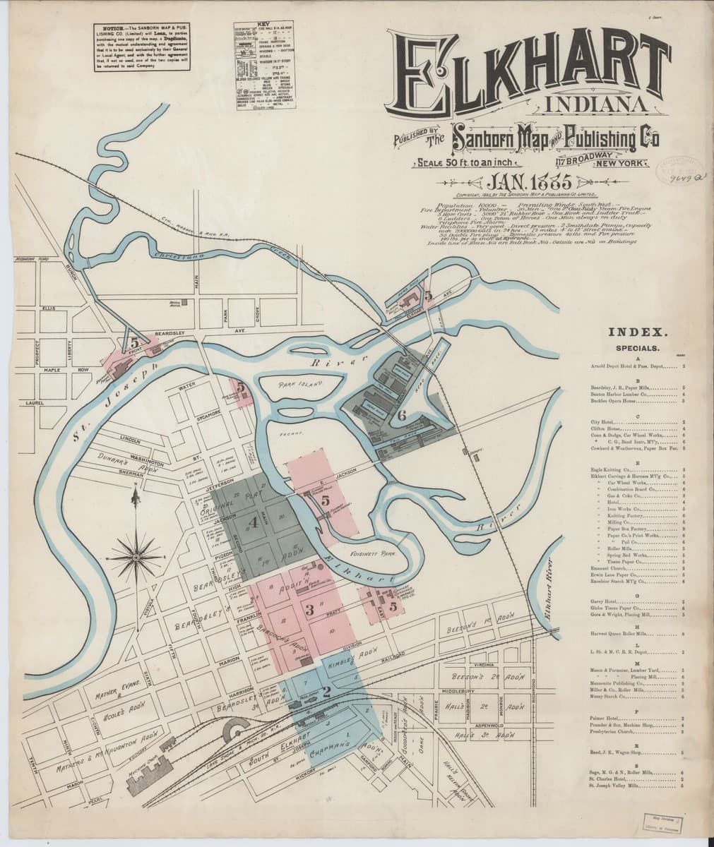 Elkhart, Indiana - 1885 Sanborn Map